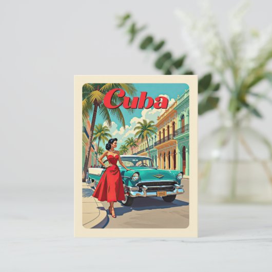  Havana Cuba Classic Car Retro Reizen Briefkaart (Staand voorkant)