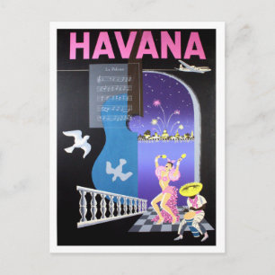 Havana, Cuba, dansnachten,  luchtvaartmaatschappij Briefkaart