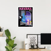 Havana, Cuba, dansnachten, luchtvaartmaatschappij Poster (Thuiskantoor)