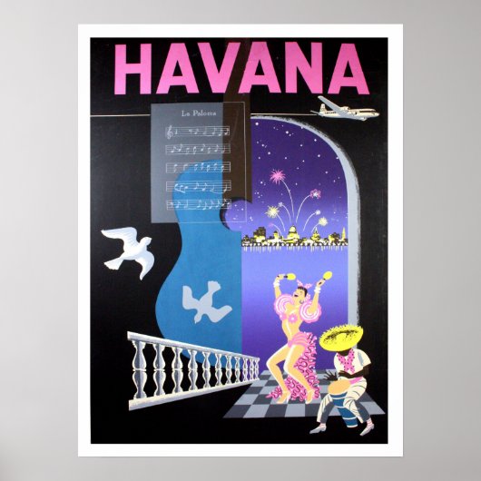 Havana, Cuba, dansnachten, luchtvaartmaatschappij Poster (Voorkant)