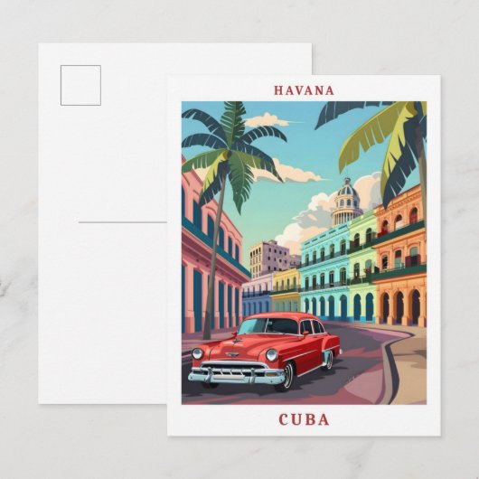 Havana Cuba Elegante Kunst Vintage Reizen Briefkaart (Voorkant / Achterkant)