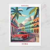 Havana Cuba Elegante Kunst Vintage Reizen Briefkaart (Voorkant)