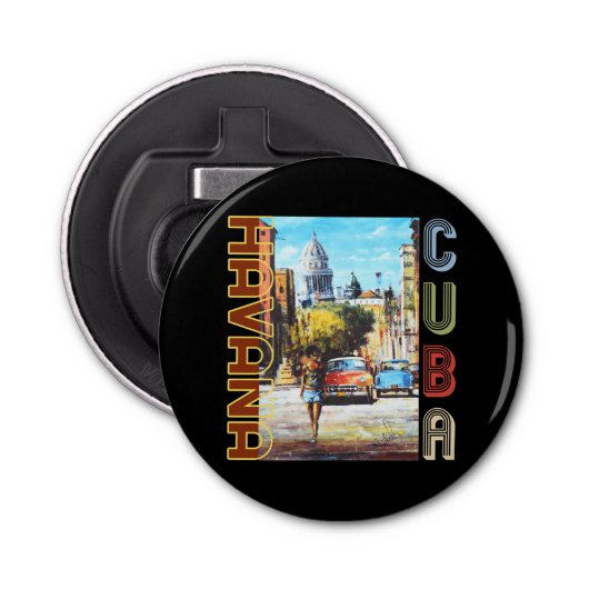 Havana Cuba Fine Art - Nationale Hoofdstad Button Flesopener (Voorkant)