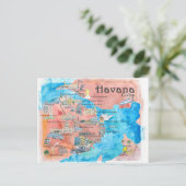 Havana Cuba geïllustreerde reisplattegrond Briefkaart (Staand voorkant)