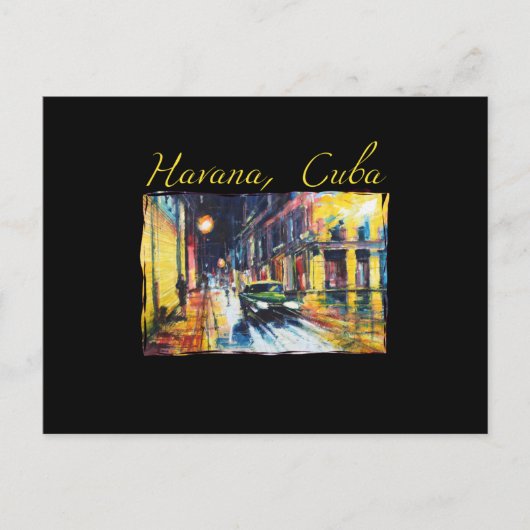 Havana Cuba - Habana Vieja Nachtscène Briefkaart (Voorkant)
