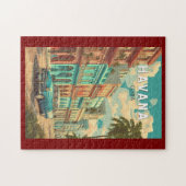 Havana Cuba Illustratie Travel Art Vintage Legpuzzel (Horizontaal)