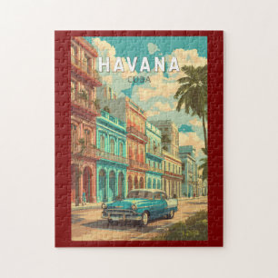 Havana Cuba Illustratie Travel Art Vintage Legpuzzel