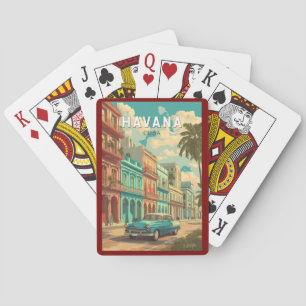 Havana Cuba Illustratie Travel Art Vintage Pokerkaarten
