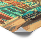 Havana Cuba Illustratie Travel Art Vintage Poster (Hoek)