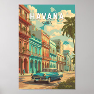 Havana Cuba Illustratie Travel Art Vintage Poster
