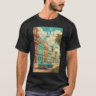 Havana Cuba Illustratie Travel Art Vintage T-shirt