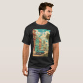 Havana Cuba Illustratie Travel Art Vintage T-shirt (Voorkant volledig)