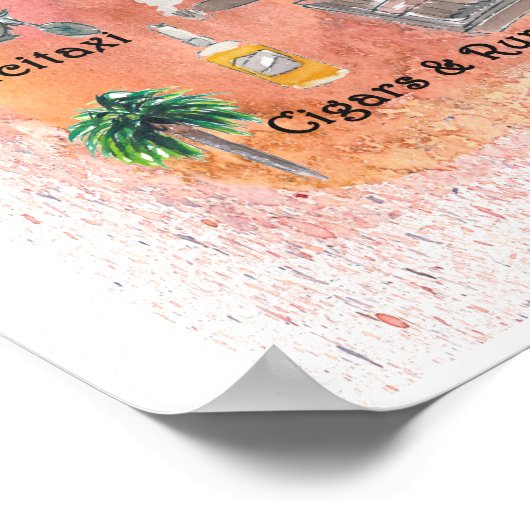 Havana Cuba Illustreerde reiskaart Poster (Hoek)