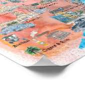 Havana Cuba Illustreerde reiskaart Poster (Hoek)