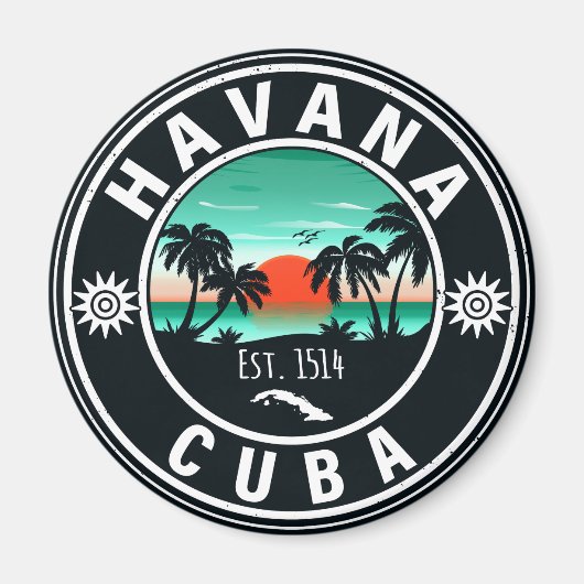 Havana Cuba Island Retro Sunset Souvenirs jaren 60 Magneet (Voorkant)