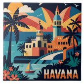 Havana Cuba Island Vintage Reisstad Tegeltje (Voorkant)