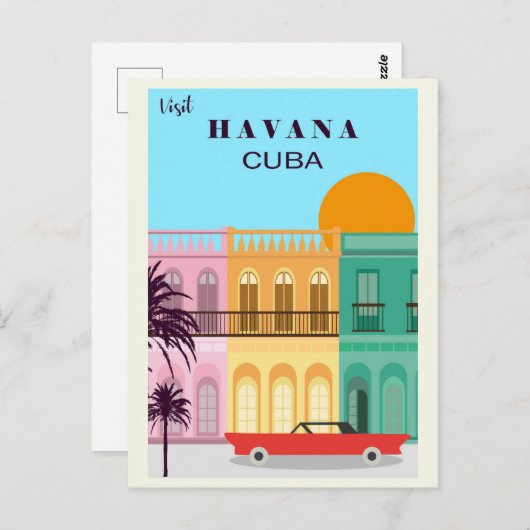 Havana Cuba Kleurrijke Reizen Briefkaart (Voorkant / Achterkant)