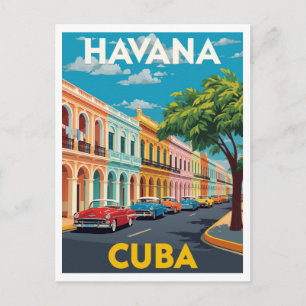 Havana Cuba Kleurrijke Straat Klassieke Auto Briefkaart