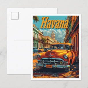Havana Cuba  Kunst Reizen Illustratie Briefkaart