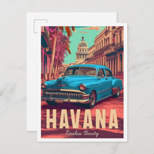 Havana Cuba  Kunst Reizen Illustratie Briefkaart (Voorkant / Achterkant)