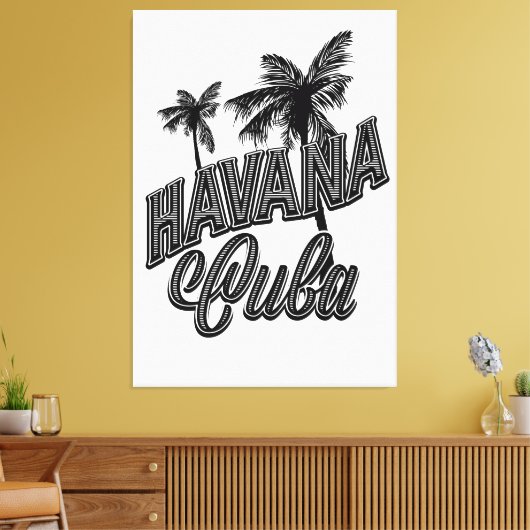 Havana Cuba letterkunst. Canvas Afdruk (Insitu (Woonkamer))