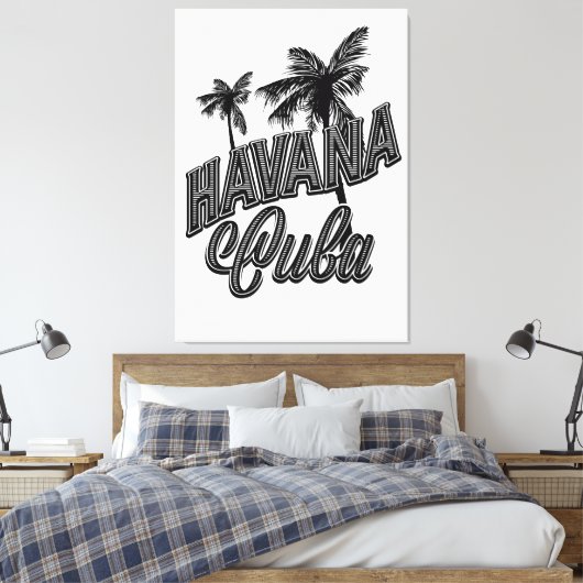 Havana Cuba letterkunst. Canvas Afdruk (Insitu (Slaapkamer))