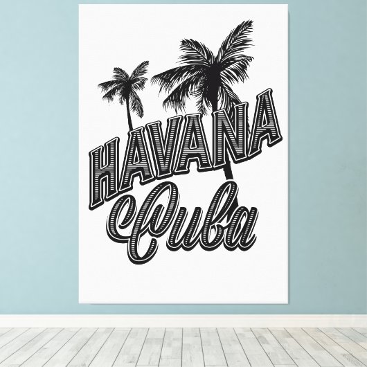 Havana Cuba letterkunst. Canvas Afdruk (Insitu (Houten vloer))