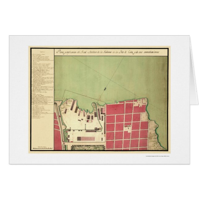 Havana Cuba Old City Map 1720 (Voorkant Horizontaal)