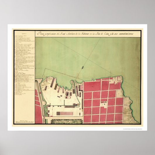 Havana Cuba Old City Map 1720 Poster (Voorkant)
