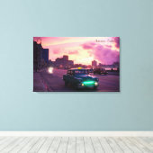 Havana Cuba op zonsondergang met  voertuigen Canvas Afdruk (Insitu (Houten vloer))