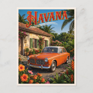 Havana Cuba Oude Auto Tropisch Reis Briefkaart