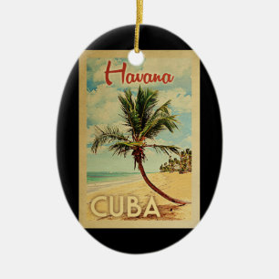 Havana Cuba Palm Tree Vintage Travel Keramisch Ornament