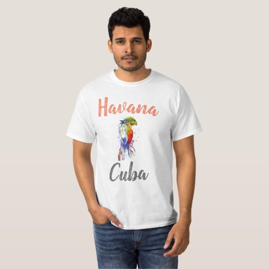 havana cuba, papegaai t-shirt (Voorkant volledig)