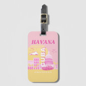 Havana Cuba Pink Preppy Art Bagagelabel (Voorkant (verticaal))