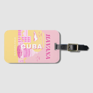 Havana Cuba Pink Preppy Art Bagagelabel