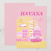 Havana Cuba Pink Preppy Art Feestdagenkaart (Voorkant / Achterkant)