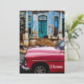 Havana Cuba Red Vintage Car Kaart (Staand voorkant)