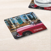 Havana Cuba Red Vintage Car Kartonnen Onderzetters (Schuin)