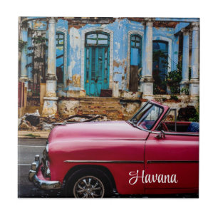 Havana Cuba Red Vintage Car Tegeltje