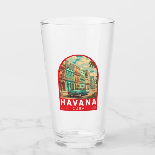 Havana Cuba Reis Kunst Embleem Glas (Voorkant)