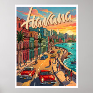 Havana Cuba Reis naar het verleden Poster