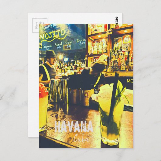 Havana Cuba reisdruk Mojito bar Briefkaart (Voorkant / Achterkant)