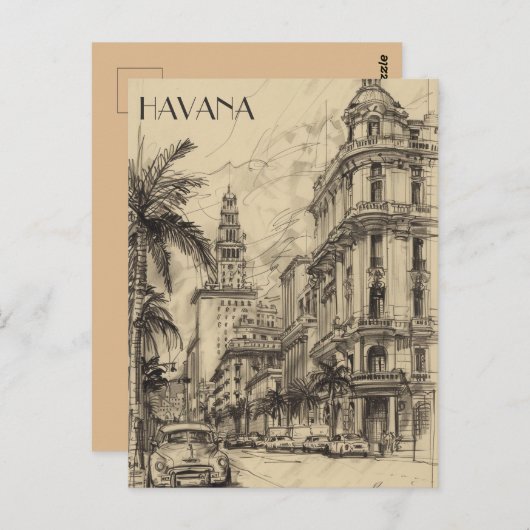 Havana Cuba Reizen Briefkaart (Voorkant / Achterkant)