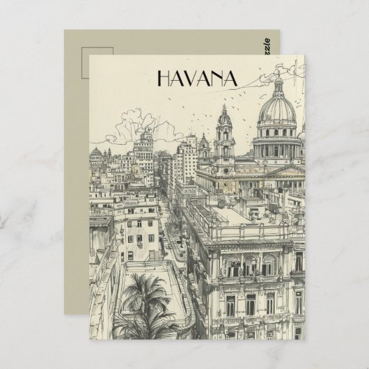 Havana Cuba Reizen Briefkaart (Voorkant / Achterkant)