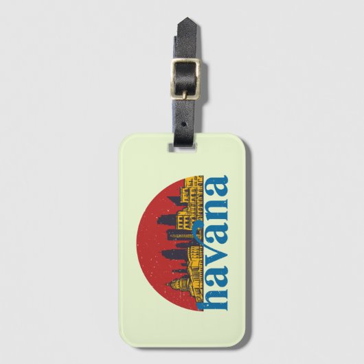 Havana Cuba Retro City Skyline Cityscape Art Bagagelabel (Voorkant (verticaal))