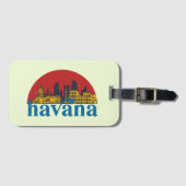 Havana Cuba Retro City Skyline Cityscape Art Bagagelabel (Voorkant (horizontaal))