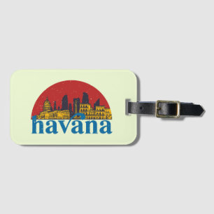 Havana Cuba Retro City Skyline Cityscape Art Bagagelabel