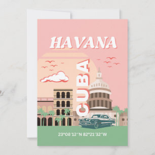 Havana Cuba Retro  Kunst Feestdagenkaart