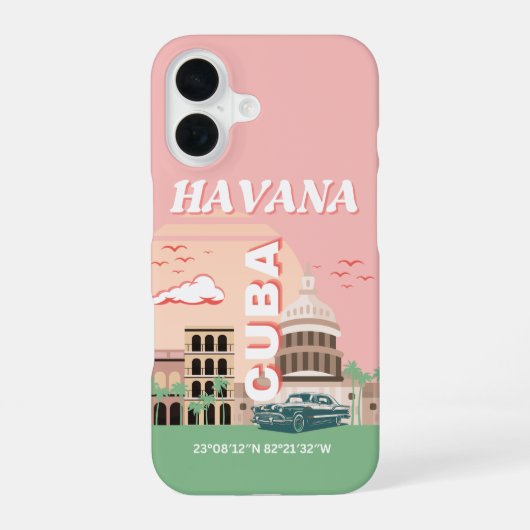 Havana Cuba Retro Kunst iPhone 16 Hoesje (Achterkant)
