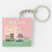 Havana Cuba Retro  Kunst Sleutelhanger (Achterkant)